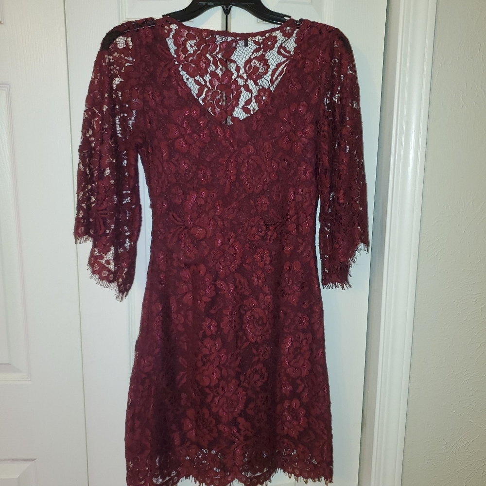 LULU 'S Burgundy Lace Mini DressLulus
